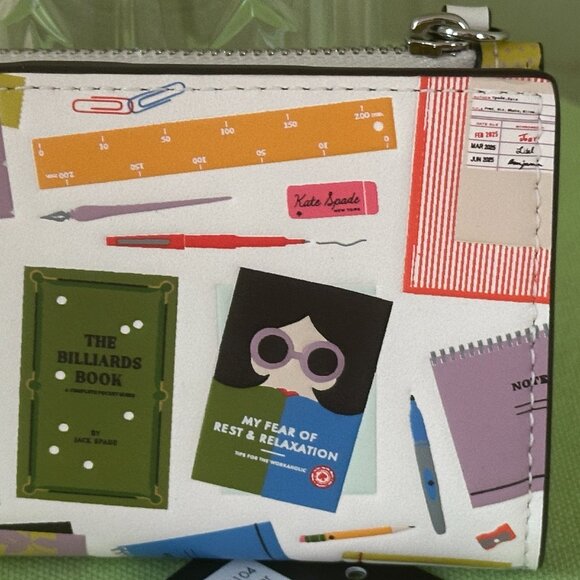 KATE SPADE PAGE TURNER SMALL BIFOLD WALLET:NWT CREAM/MULTI - Picture 6 of 12